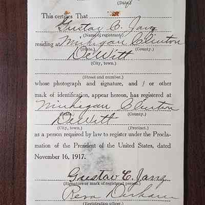 Gustav Janz 1918 Person Registration