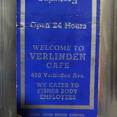 Verlinden Cafe, Lansing, Matchbook