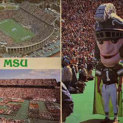 Spartan Stadium, MSU, Postcard