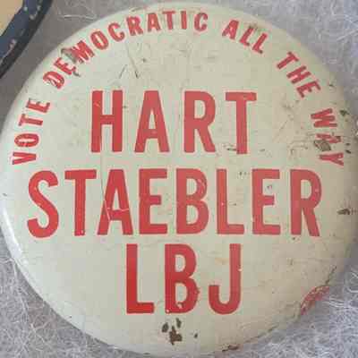 Hart-Staebler-LBJ Coattail Button