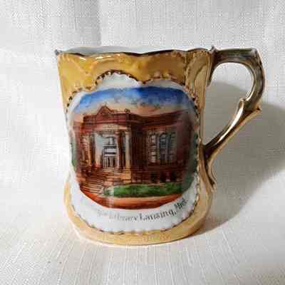 Carnegie Library, Lansing, Porcelain Souvenir Cup