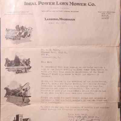 Ideal Power Lawn Mower Co. Letterhead & Envelope