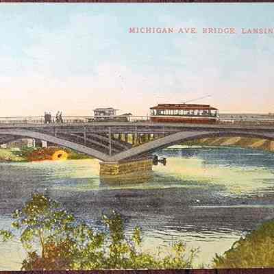 Michigan Ave. Bridge, Lansing, Mich. Postcard