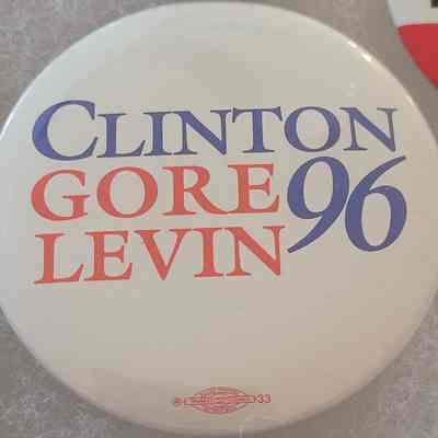 Clinton-Gore-Levin Coattail Button