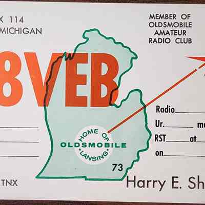 K8VEB Harry E. Sherman QSL Card
