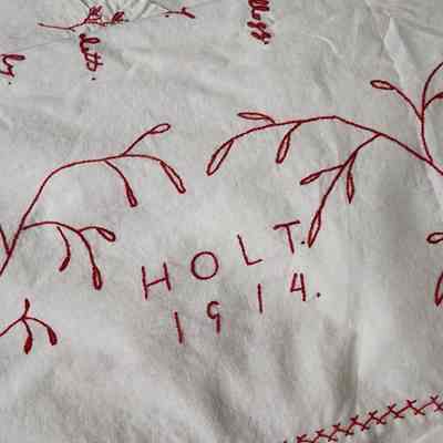 Holt 1914 Handstitched Redwork Quilt Top