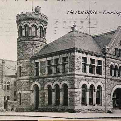The Post Office, Lansing, Mich., Postcard