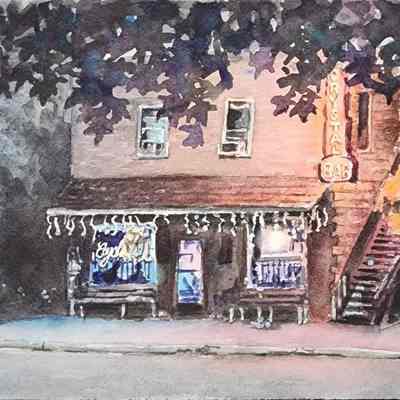 Crystal Bar Plein Air Watercolor by Curnow