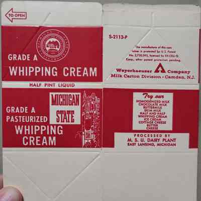 Michigan State Whipping Cream Half Pint Carton