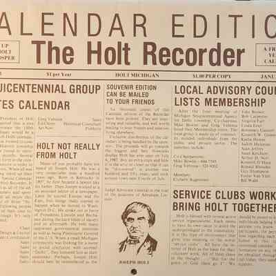 The Holt Recorder 1987 Michigan Sesquicentennial Calendar