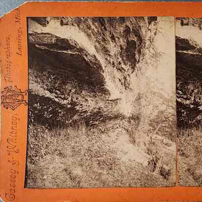 Grand Ledge Dripping Rock Stereograph by Cassey & Whitney