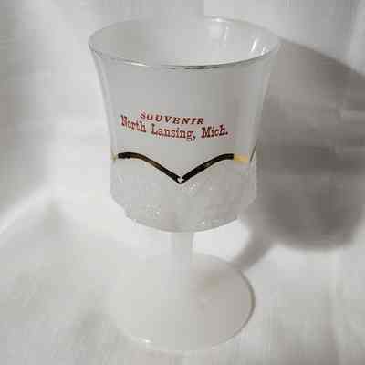 North Lansing Milk Glass Souvenir Goblet