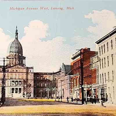 Michigan Avenue West, Lansing, Mich. Postcard