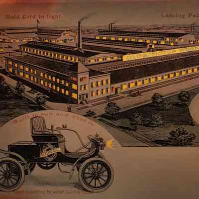 Olds Motor Works Hold-to-Light Postcard