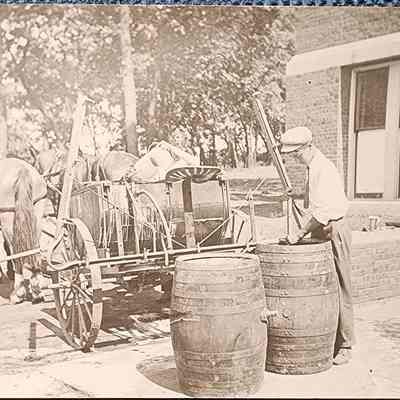 School Exterior Wagon RPPC