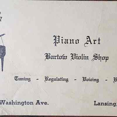 Piano Art, Bartow Violin Shop Advertising Postcard