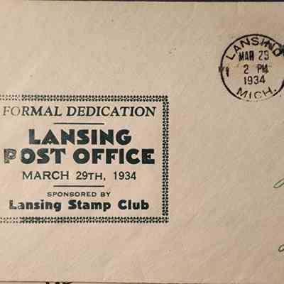 Lansing Post Office 1934 Dedication Postal Cover