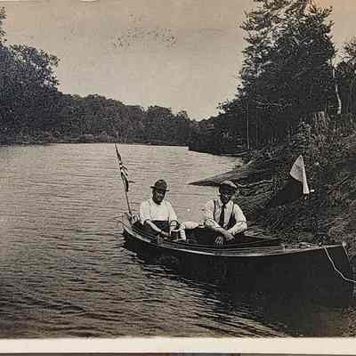 Boaters on a River RPPC