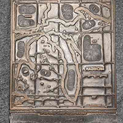 Michigan Map Printing Plate