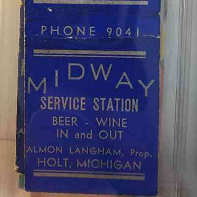 Midway Service Station, Holt, Mich., Matchbook