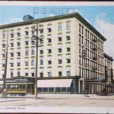 Hotel Downey, Lansing, Mich. Postcard