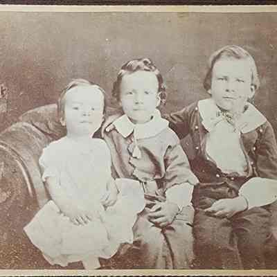 Portrait of Three Children Cabinet Card by Cheney & Christmas