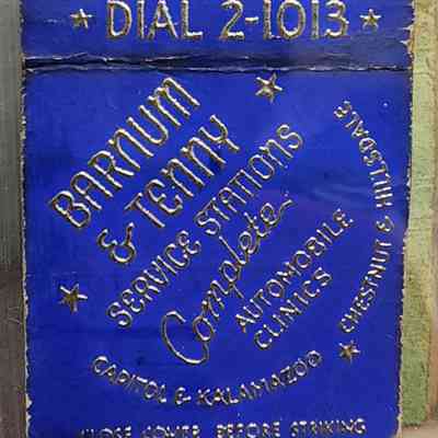 Barnum & Tenny Service Stations, Lansing, Mich. Matchbook