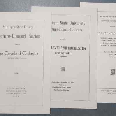 Cleveland Orchestra, MSC & MSU Concert Programs, 1947, 1961, & 1969