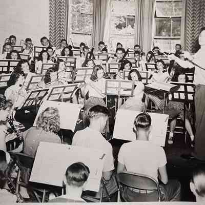 Leonard Falcone Conducts a High School Band, Summer 1947, Photograph