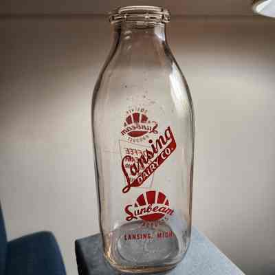 Lansing Dairy Co. Square Pyro Quart Bottle