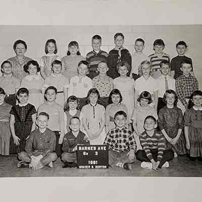 Barnes Ave. School, Third Grade Class, 1961, RPPC by Shaver & Gorton