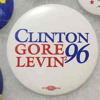 Clinton-Gore-Levin Squared 96 Coattail Button