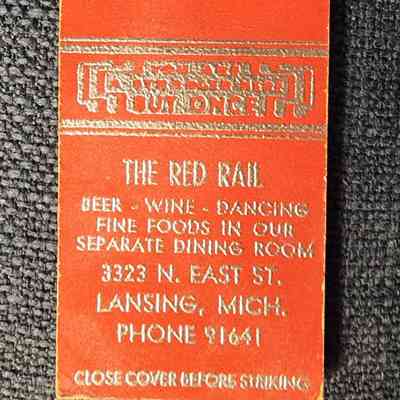 The Red Rail, Lansing, Mich., Matchbook