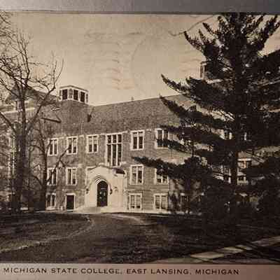Library, Michigan State College, East Lansing, Mich., Postcard