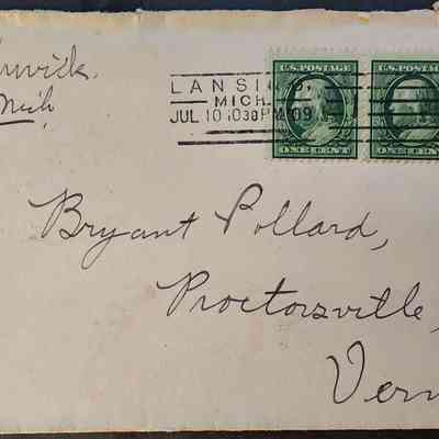 Lansing, Mich., 1909, Postal Cover