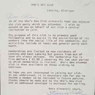 Who's New Club Letter, 1960