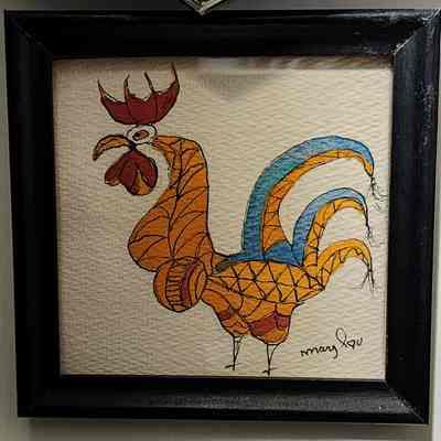 Rooster Watercolor by Mary Lou Smithers