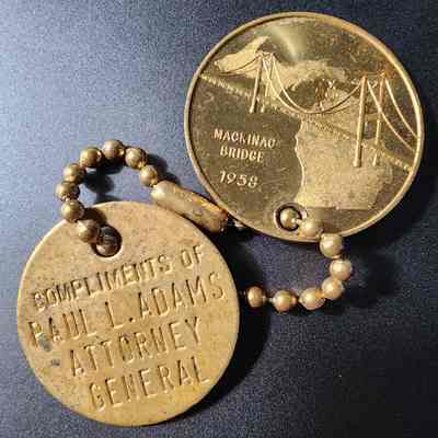 Mackinac Bridge Token, Compliments of Paul L. Adams, Attorney General