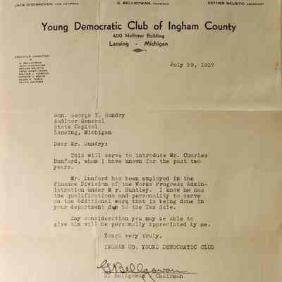 Young Democratic Club of Ingham County Letter and Postal Cover