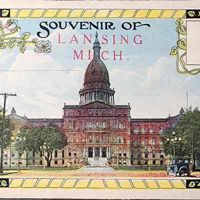 Souvenir of Lansing, Mich. Folder Postcards