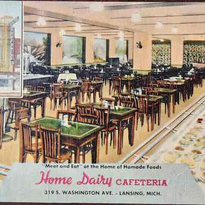 Home Dairy Cafeteria, Lansing, Mich. Postcard