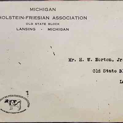 Michigan Holstein-Freistein Association, Old State Block, Lansing Envelope