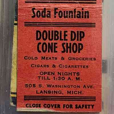 Double Dip Cone Shop, Lansing, Mich. Matchbook