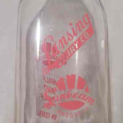 Lansing Dairy Co. Square Pyro Quart Bottle