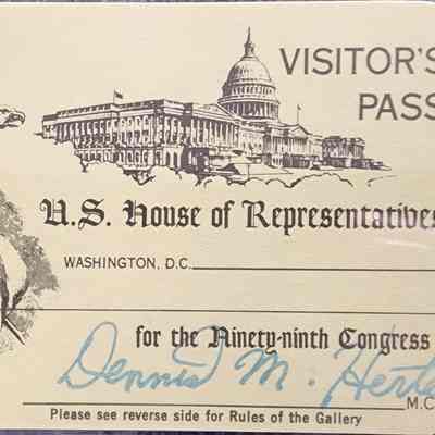 U.S. House of Representatives Visitor's Pass, Hertel