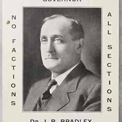 Dr. J.B. Bradley for Governor Palm Card