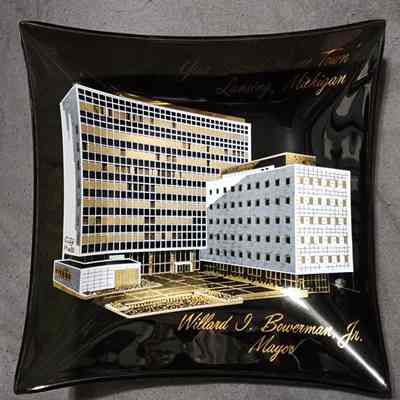 Lansing City Hall Houze Art Glass Tray