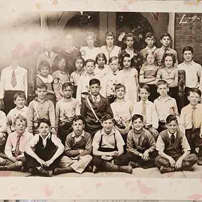 Larch Street School Class, 1933, RPPC by Larner