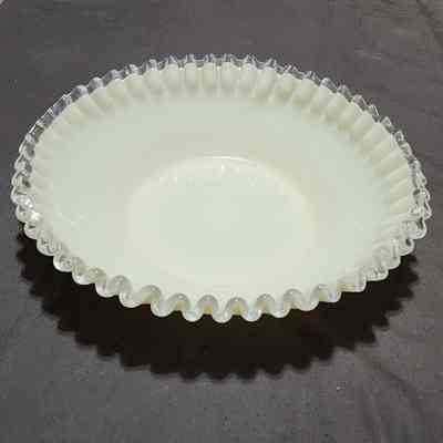 Custard Glass Silver Crest Bowl