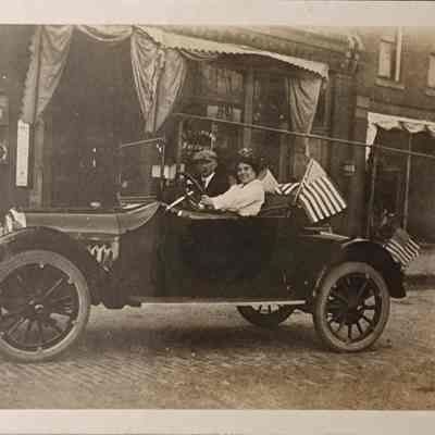 Lansing Couple in a Car Snapshot Photo